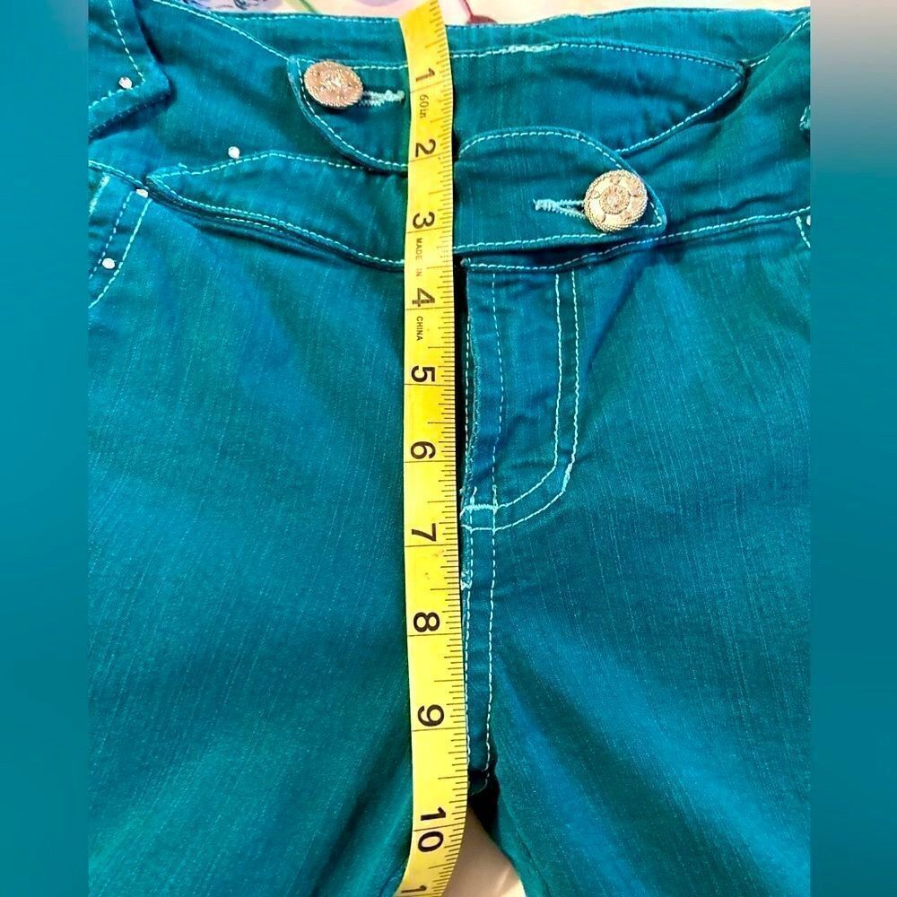 Capellini Women’s Turquoise Stretch Crop Pant Size 7 - Picture 10 of 12